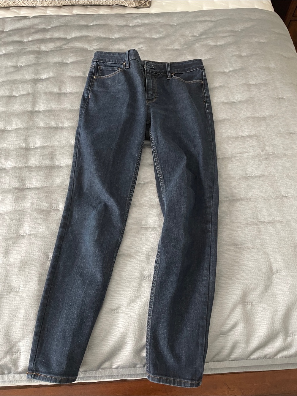 White House Black Market Straight-Leg Dark Blue Jeans